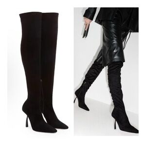 PIFERI Chic Black Over-the-Knee Heeled Boots
